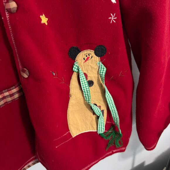 Vintage Take Two Button Down Cardigan Sweater Christmas Snowmen Winter Sz Large - Picture 4 of 11